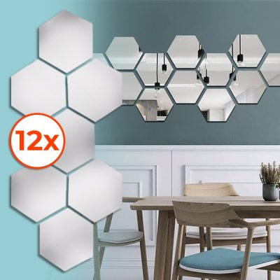 Zrkadlové nálepky na stenu (sada 12 kusov) | HEXAGEM
