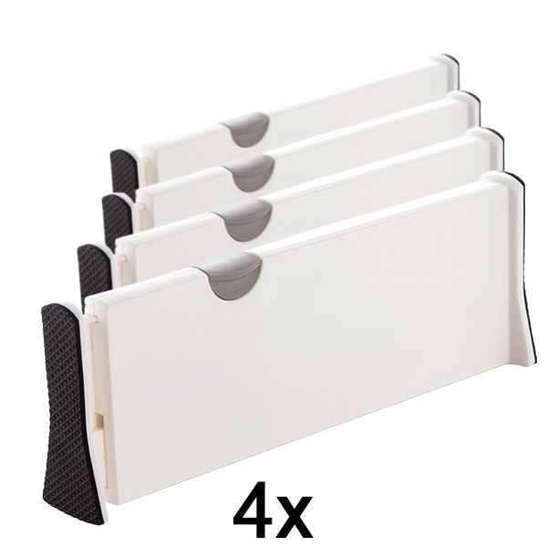 4x Nastaviteľný oddeľovač do zásuviek alebo políc | DIVISERINO